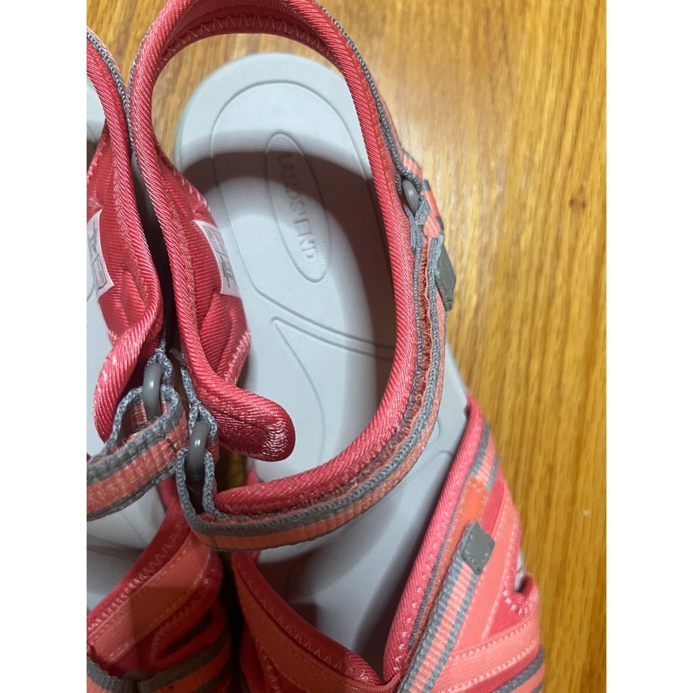 Lands End Womens Sport Sandals Coral Pink Grey Straps Size 10B NEW - Picture 2 of 4